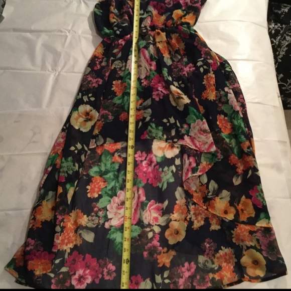 🌺 San Souci High Low Floral Sundress with Spaghetti Straps | L | Navy - Picture 4 of 8